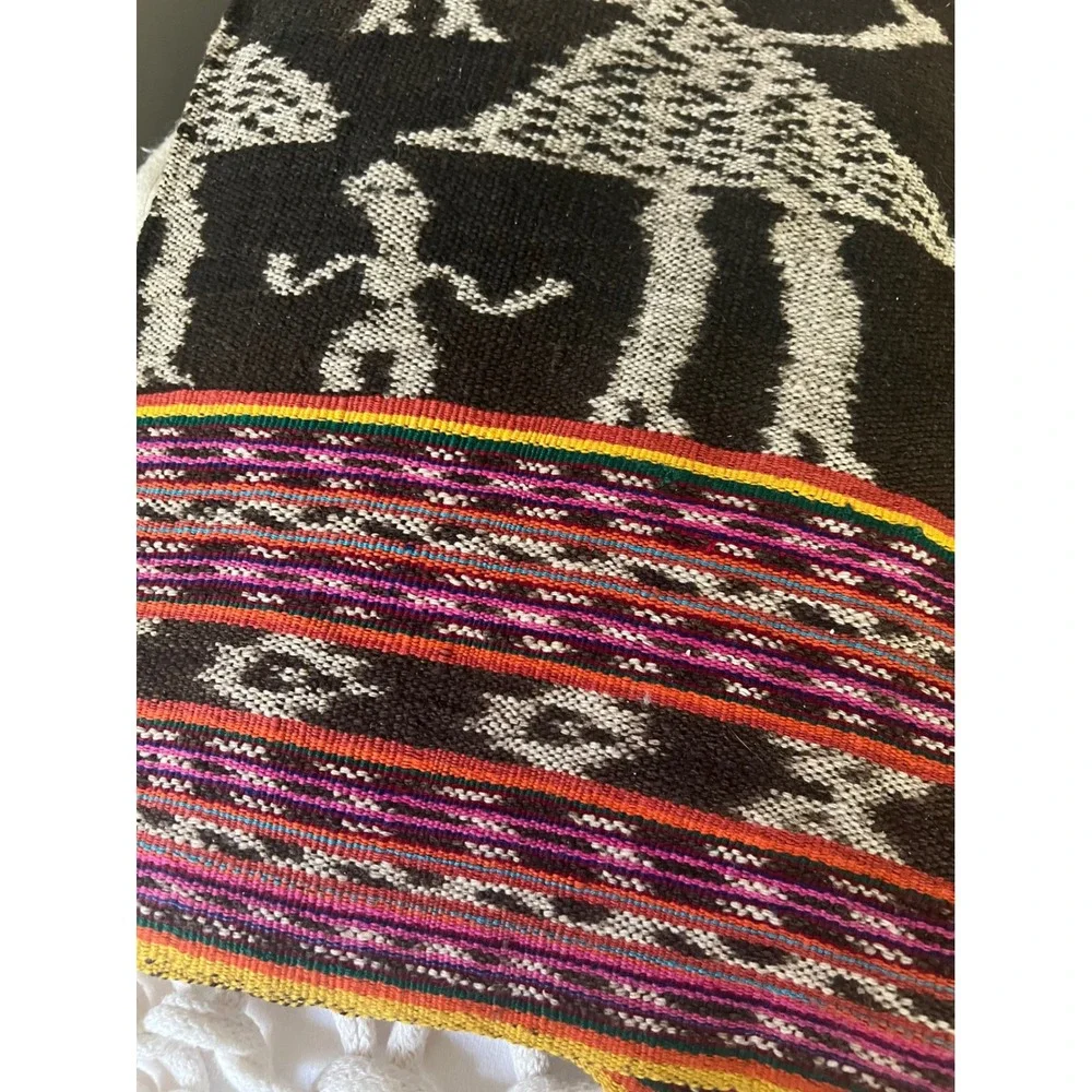 Timor Ikat Hand Woven Bed Runner SpreadTextile  Cotton 21x61 Boho Decor
